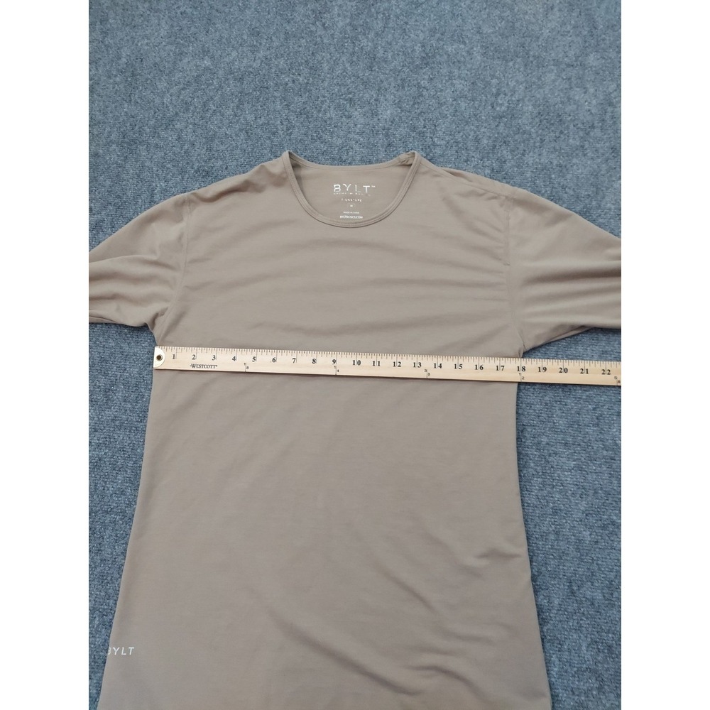 BYLT Shirt Mens Medium Brown Long Sleeve Crew Neck Curve Hem Premium Basics - Picture 7 of 9